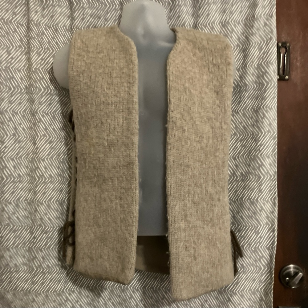 0s 100% Wool Hairy Laced Side Vest Hippy Stobi Knit Fleece